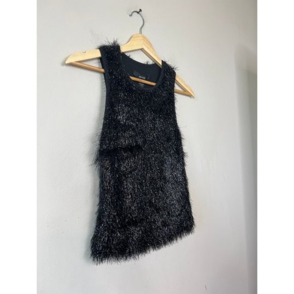 NWT Smythe Tinsel Sleeveless Crop Black Crewneck Blouse Top - Picture 3 of 7
